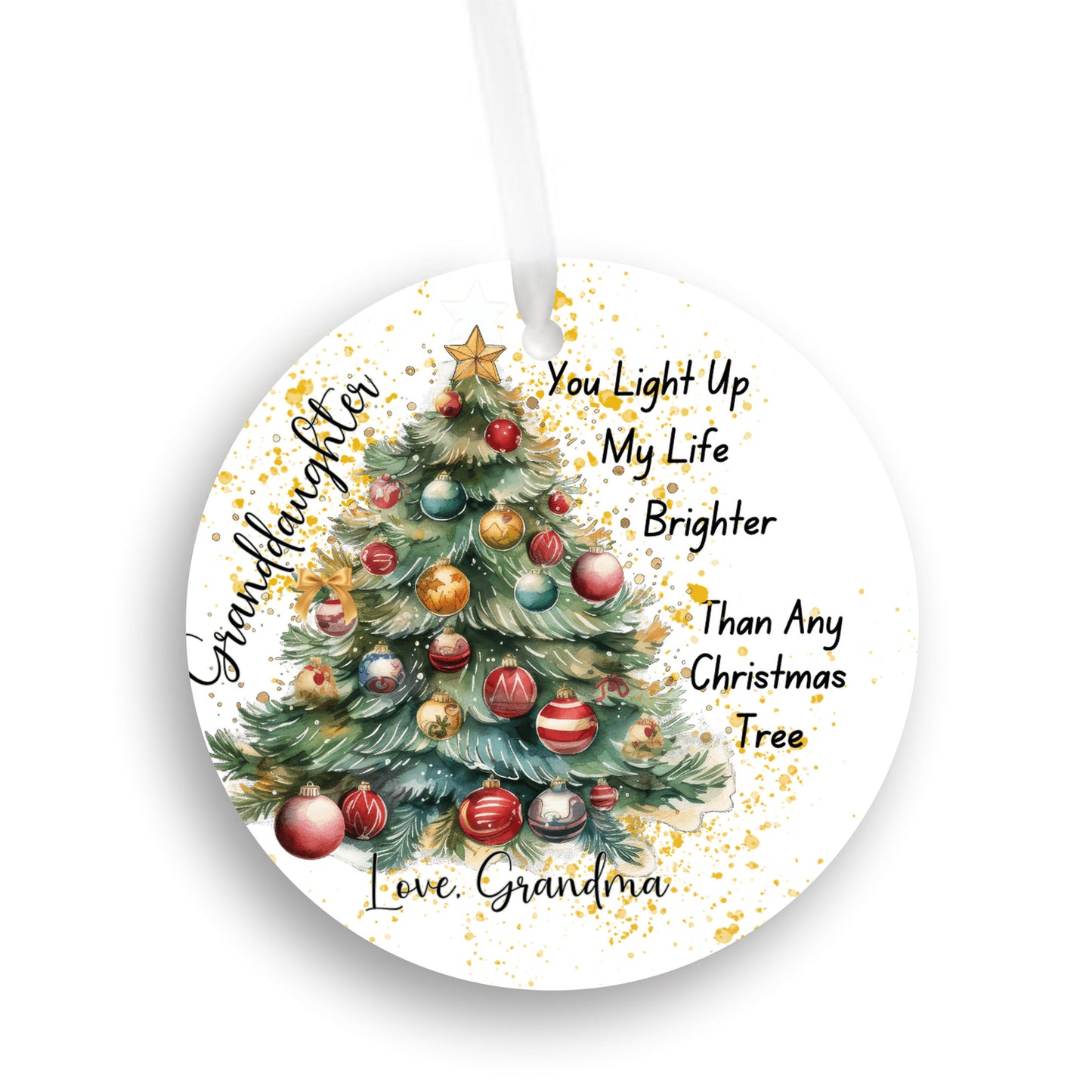Personalize Christmas Ornament for Granddaughter, You Light up My Life Brighter Than Any Christmas Tree, Love From Grandma, Special Keepsake
