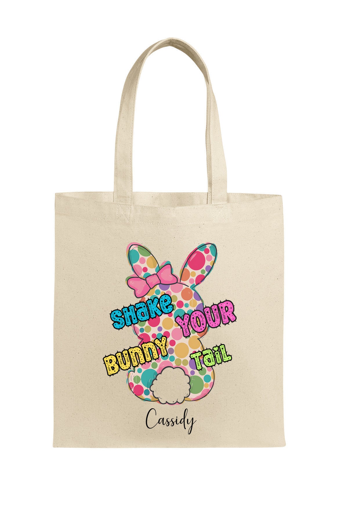 Personalized Easter Tote, kids Easter hunting basket with Easter bunny and Easter Colors, Special Easter Gift
