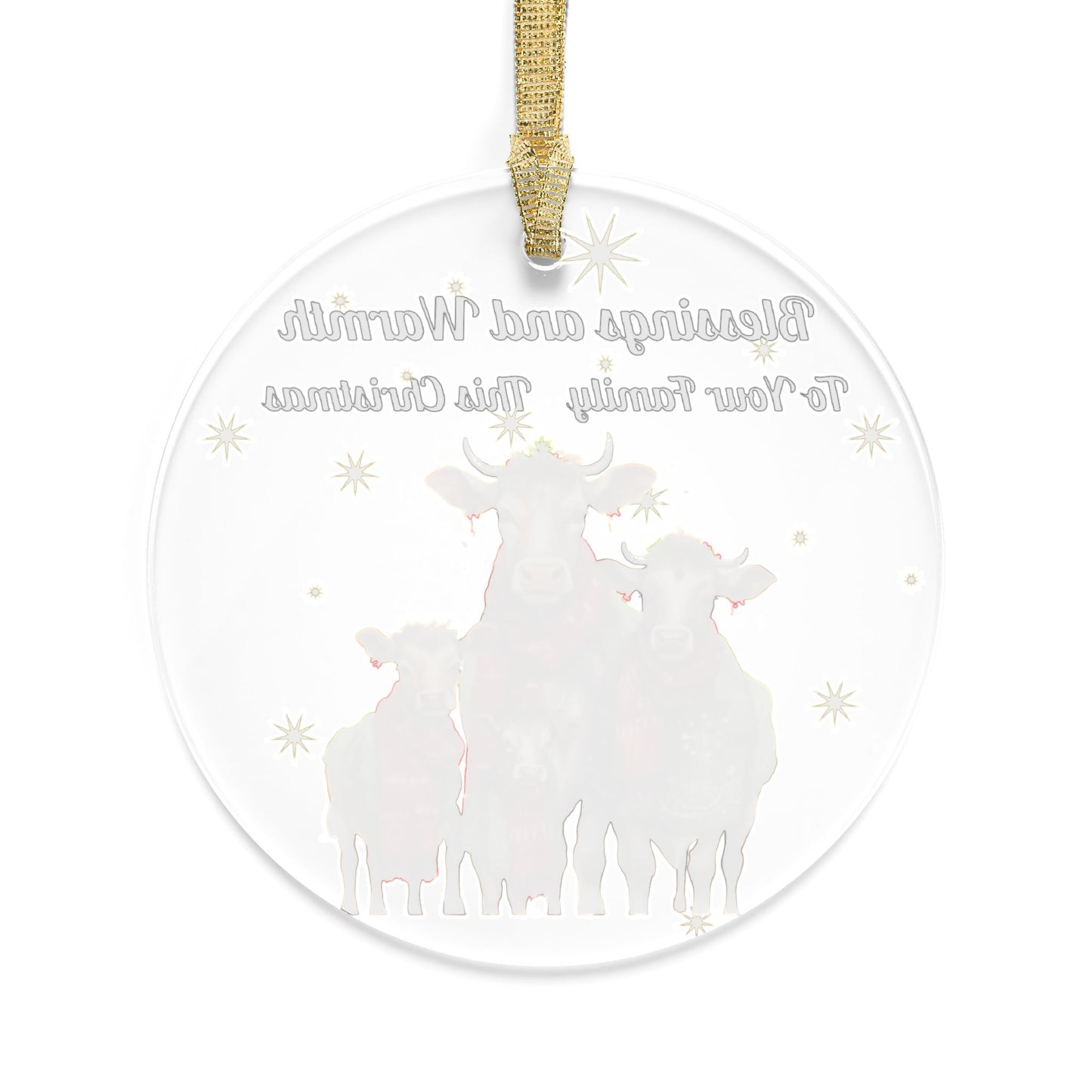 Christmas Ornament, Blessing and Warmth to your Family at Christmas, Cow Family, Friends and Neighbor Gift