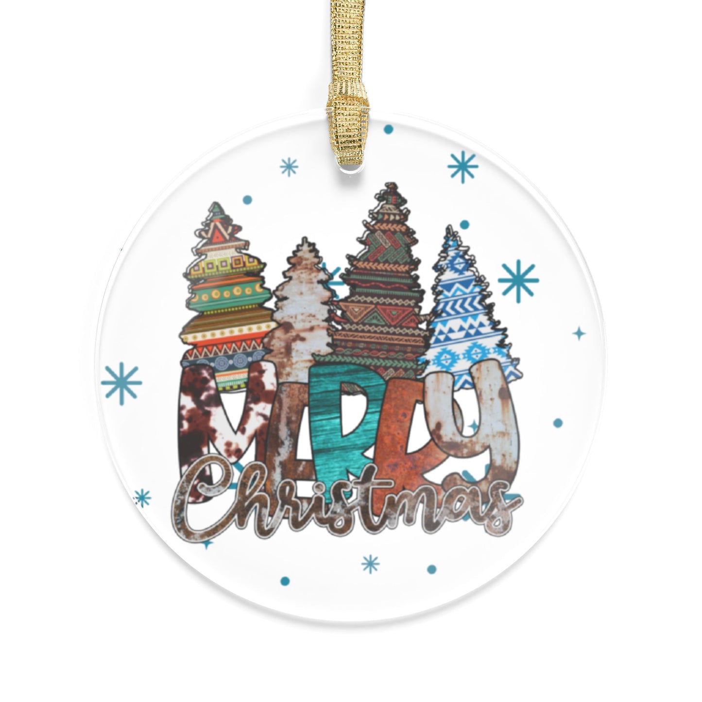 Country Christmas Ornament, Christmas Trees and lettering are Beautifully patterned, Great Exchange Gift