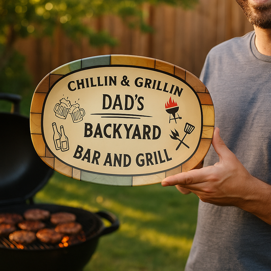 Grillin Platter for Father's Day, Personalized Grill Platter, Backyard Bar and Grill, Great Gift for the Grill Master