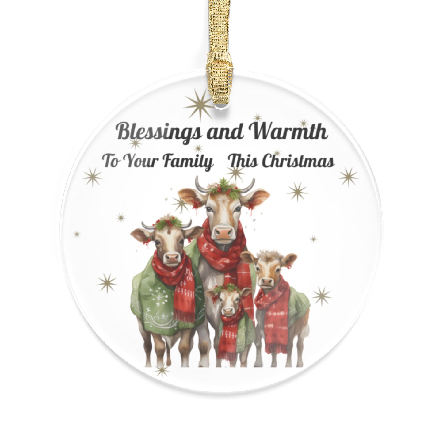 Christmas Ornament, Blessing and Warmth to your Family at Christmas, Cow Family, Friends and Neighbor Gift