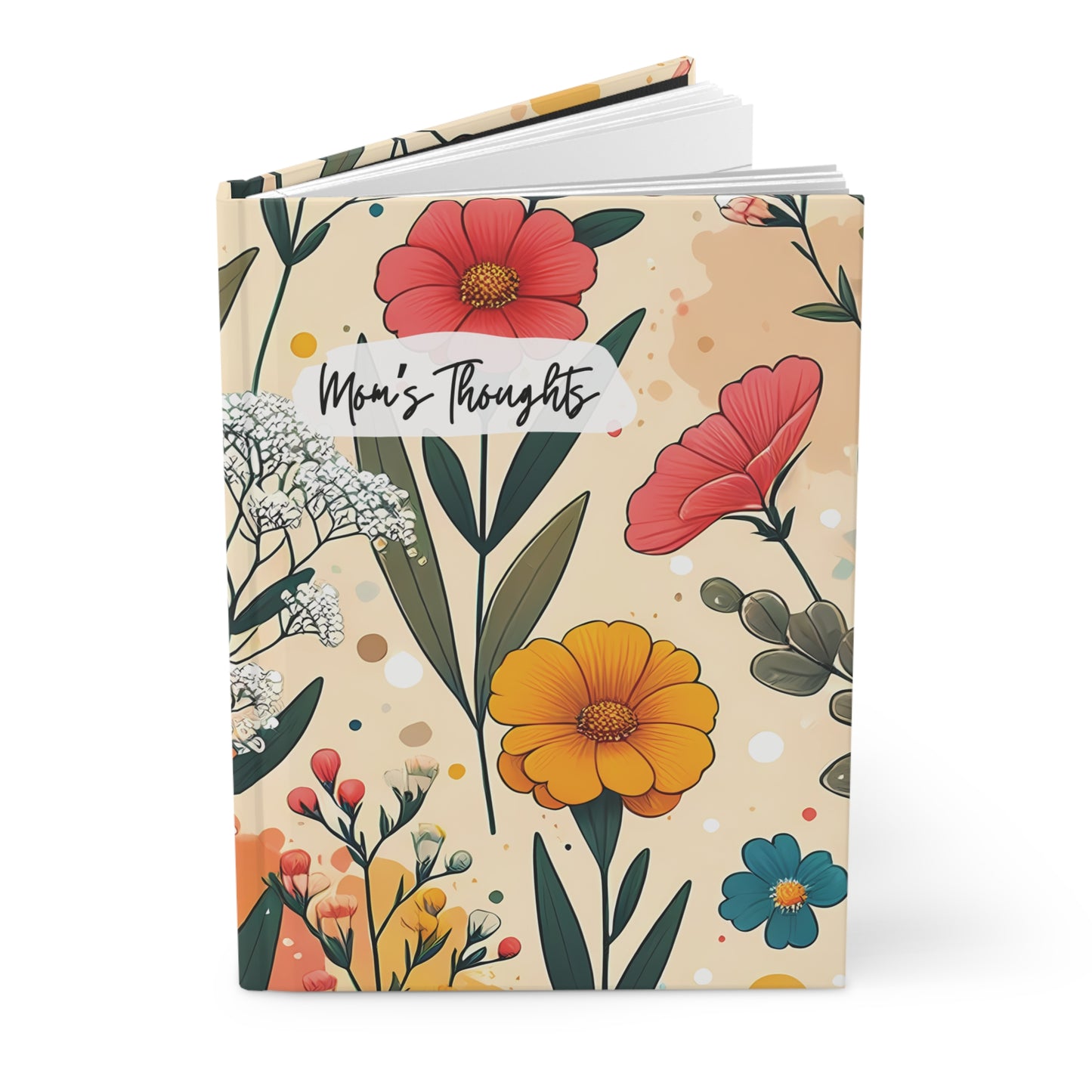 Personalized Wildflower Journal, Mom's Thoughts, Custom Notebook, Mother's Day gift, Botanical floral design, hardcover
