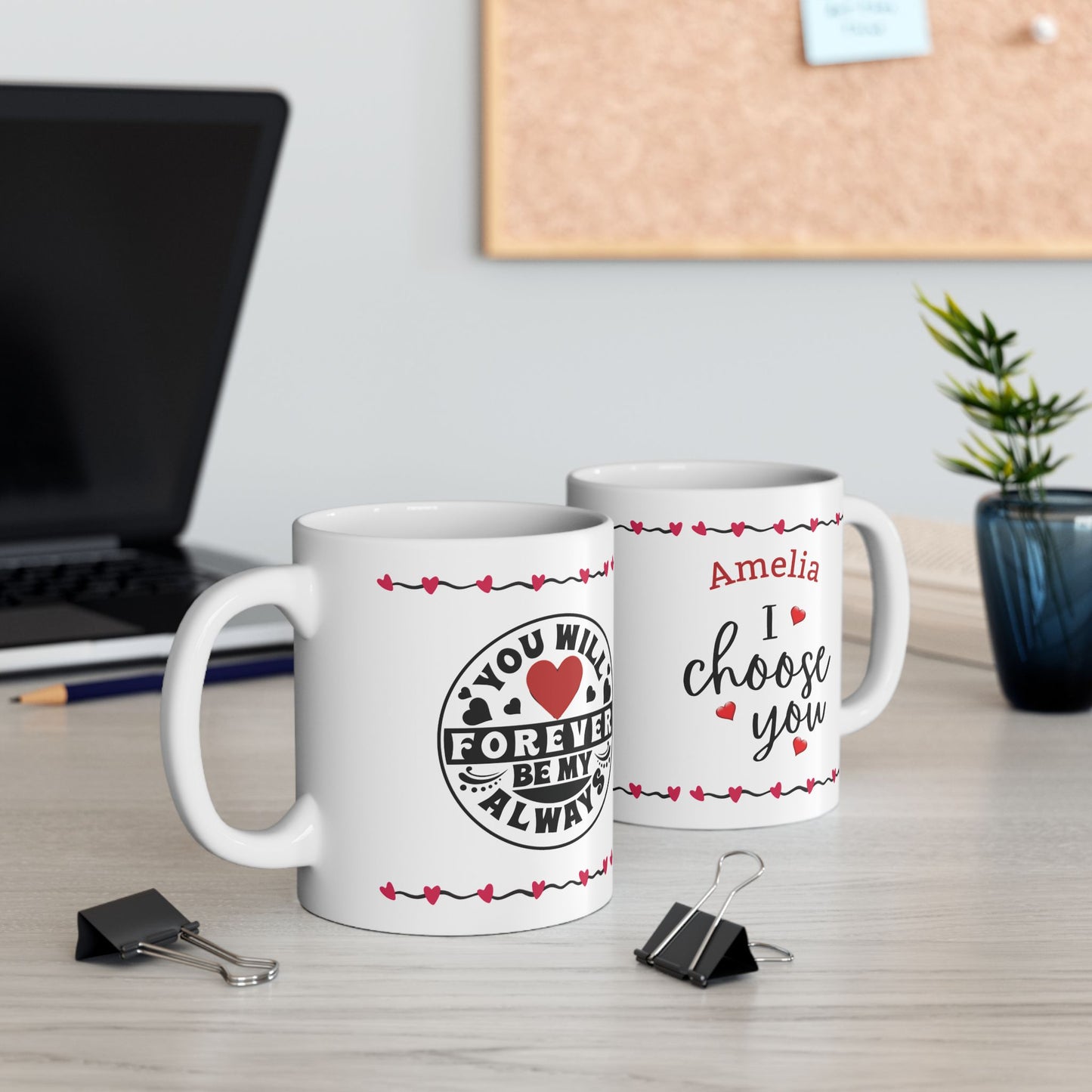 Personalized 'I Choose You' Mug and 'You Will Always Be My Forever' - Anniversary, Valentine, or I Love You Gift for the love of your life