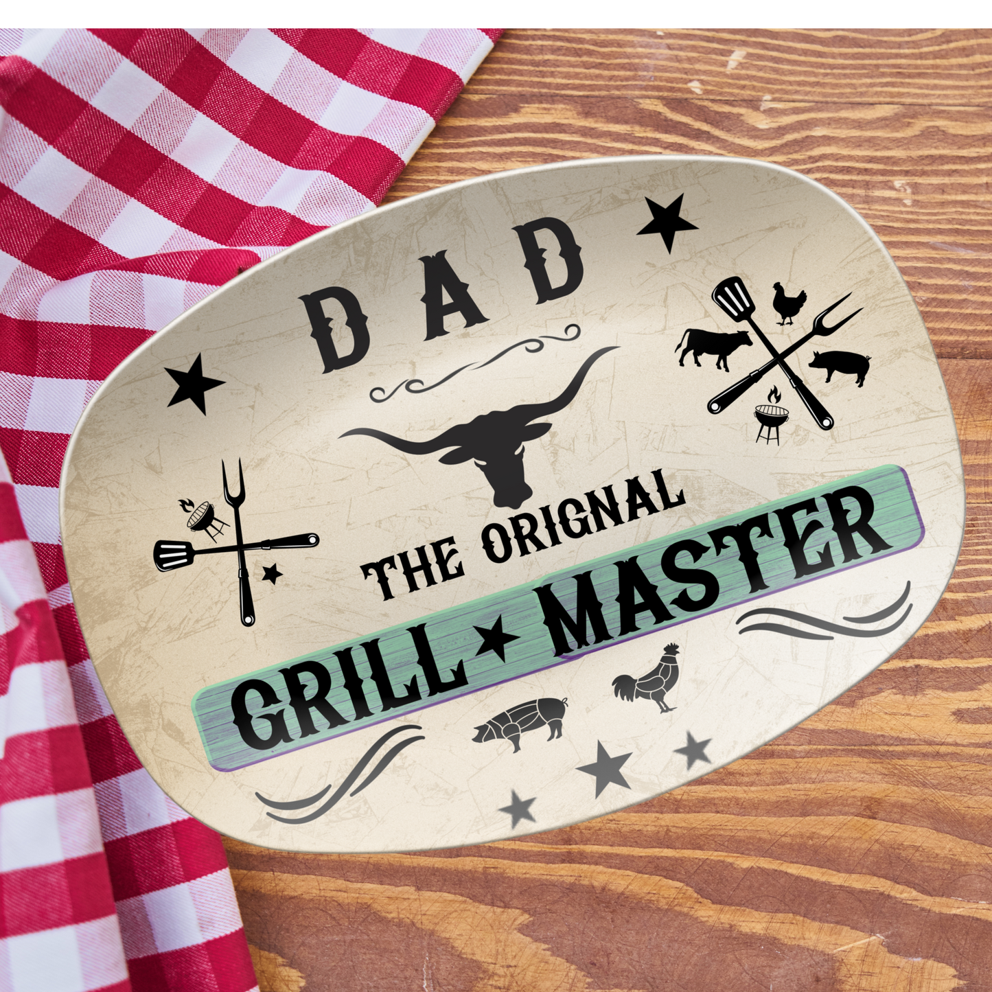 Personalized Father's Day Platter, Dad or Grandpa, The Original Grill Master, Perfect Gift for him, Brother, Cousin, Friend