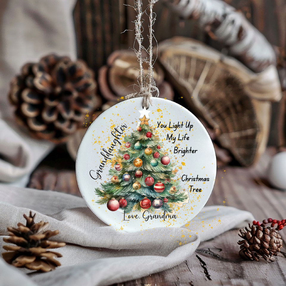 Granddaughter Christmas Ornament , You Light up My Life Brighter Than Any Christmas Tree, Love From Grandma, Special Keepsake