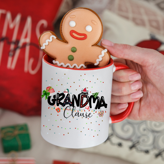 Grandma Clause Christmas Mug, Just for Grandma, Christmas Mug, Special gift to give Grandma, Lettering is Patterned