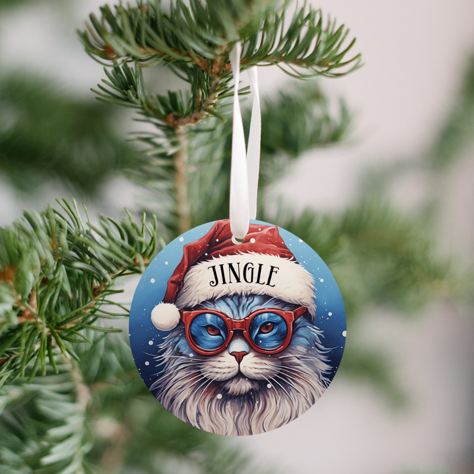 Jingle Cat with an attitude, Personalized Christmas Ornament, Cat Ornament