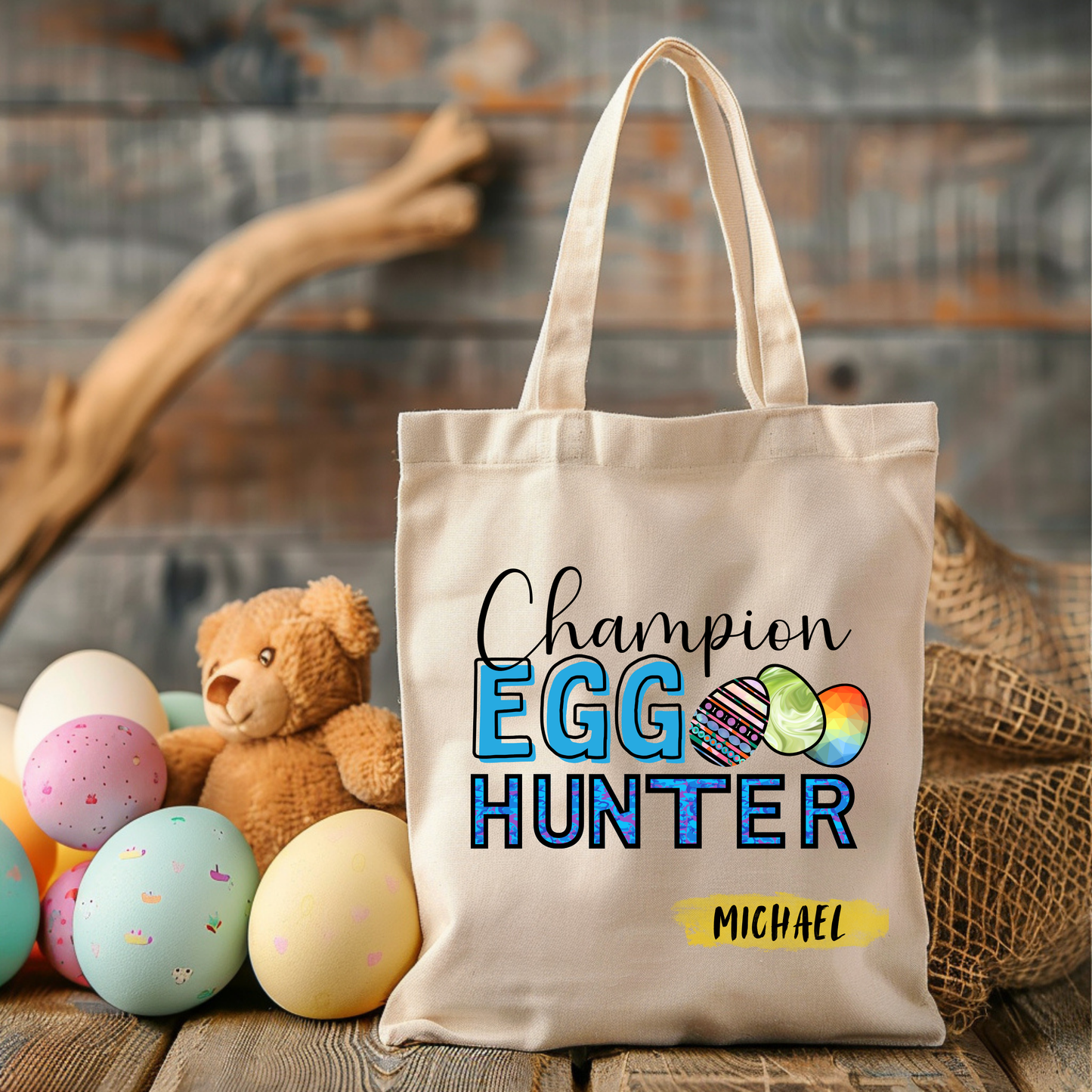 Personalized Easter Tote for the Champion Egg hunter, Egg Hunting Basket, Kids Easter, boy or girl gift