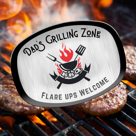 Dad’s Grilling Zone BBQ Platter – “Flare Ups Welcome” Funny Grill Plate, Father’s Day Gift for Grill Masters, Backyard BBQ Tray, Birthday