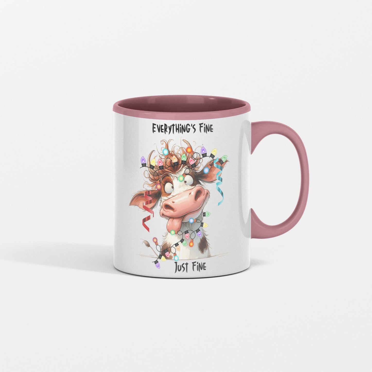 Everything's Fine Christmas Mug, Funny Cow, Christmas, Gift for mom, Bestie, Grandma