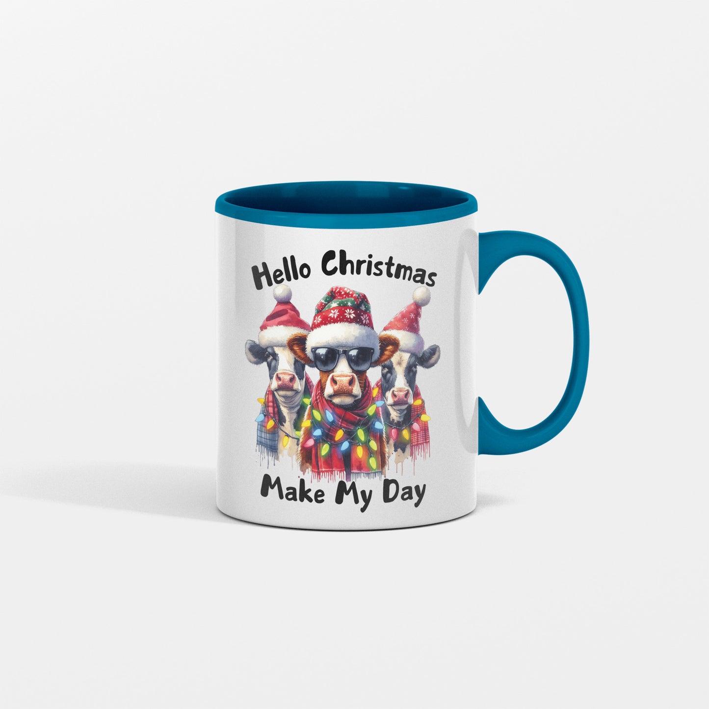 Christmas Cow Mug, Hello Christmas, Make my Day