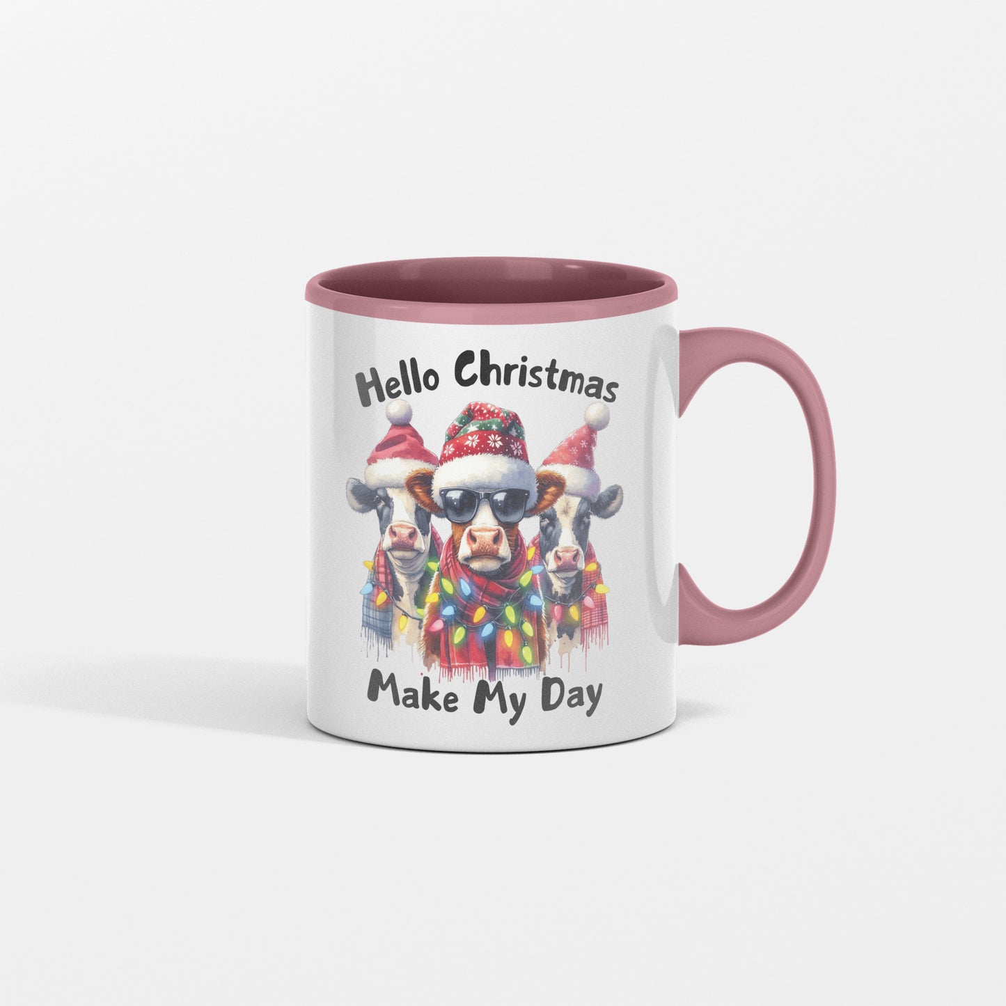 Christmas Cow Mug, Hello Christmas, Make my Day