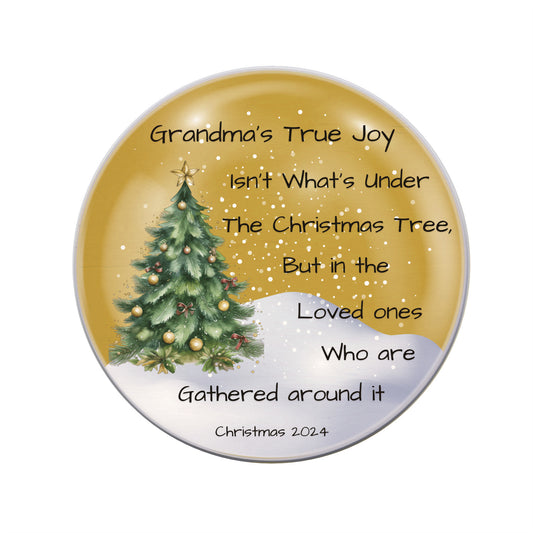 Grandma's True Joy in Gold, Round Wall Sign