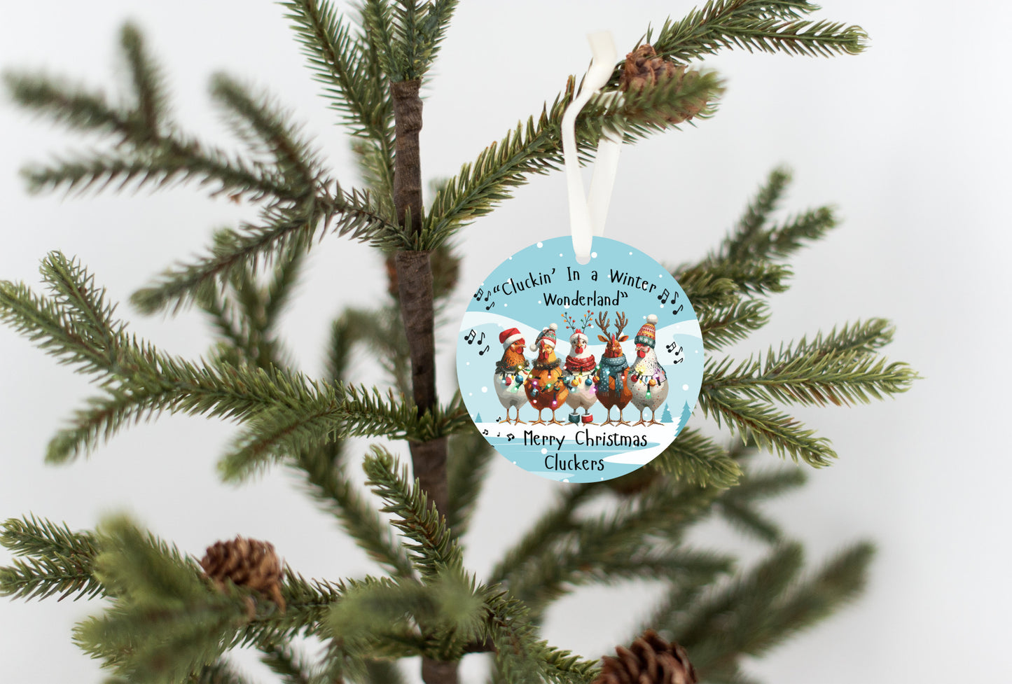 Christmas Ornament "Cluckin' In a Winter Wonderland," Ornament, Clucking Chickens Singing