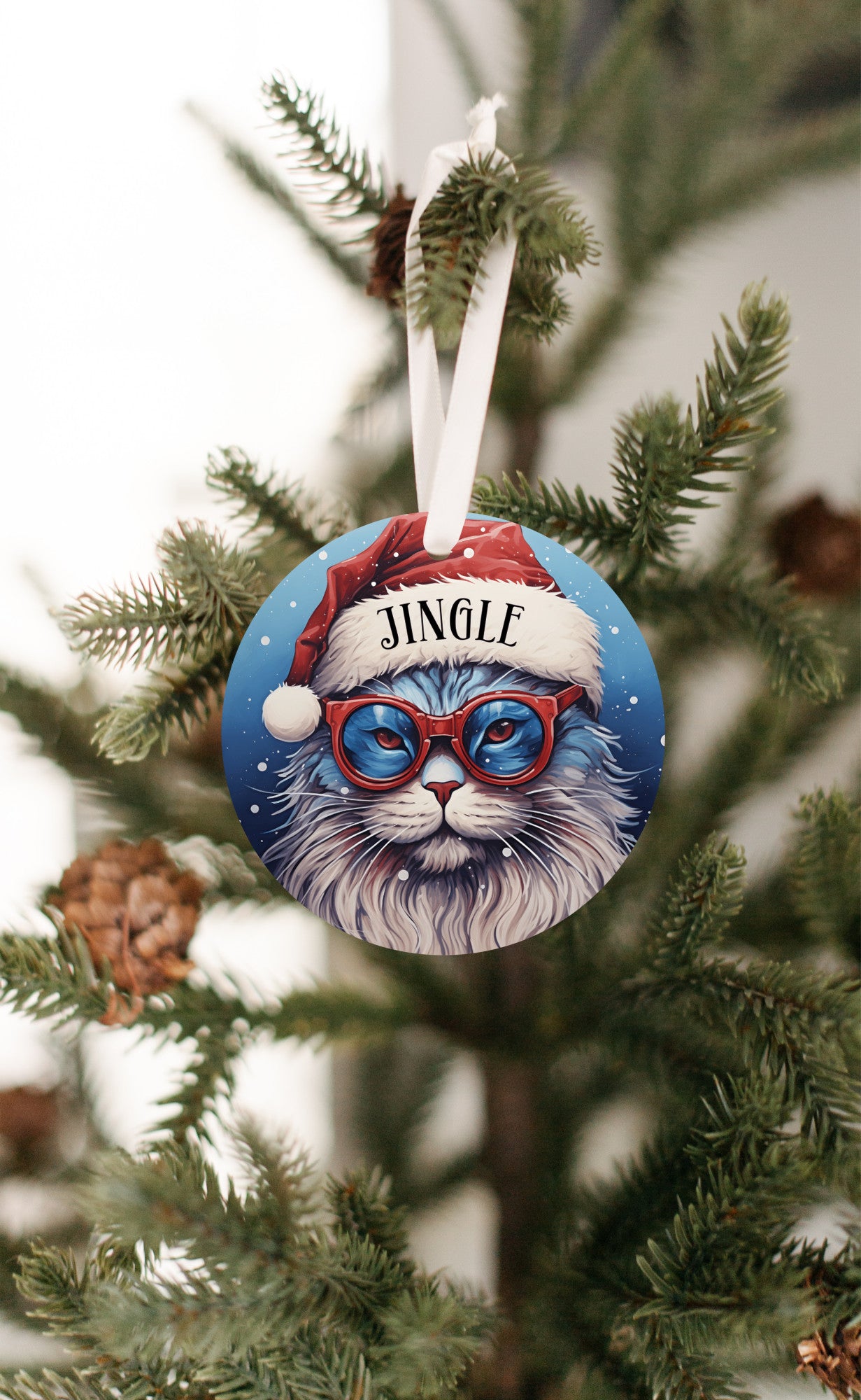 Jingle Cat with an attitude, Personalized Christmas Ornament, Cat Ornament