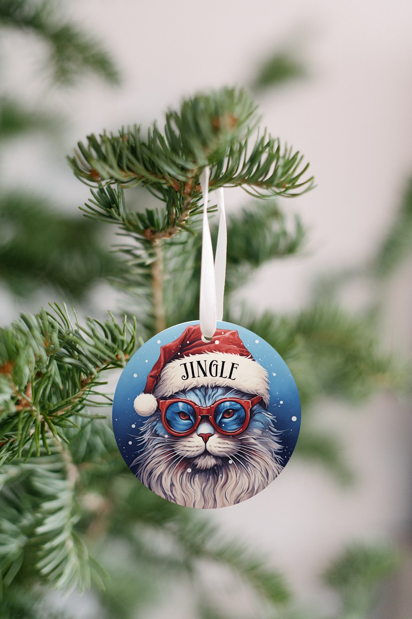 Jingle Cat with an attitude, Personalized Christmas Ornament, Cat Ornament