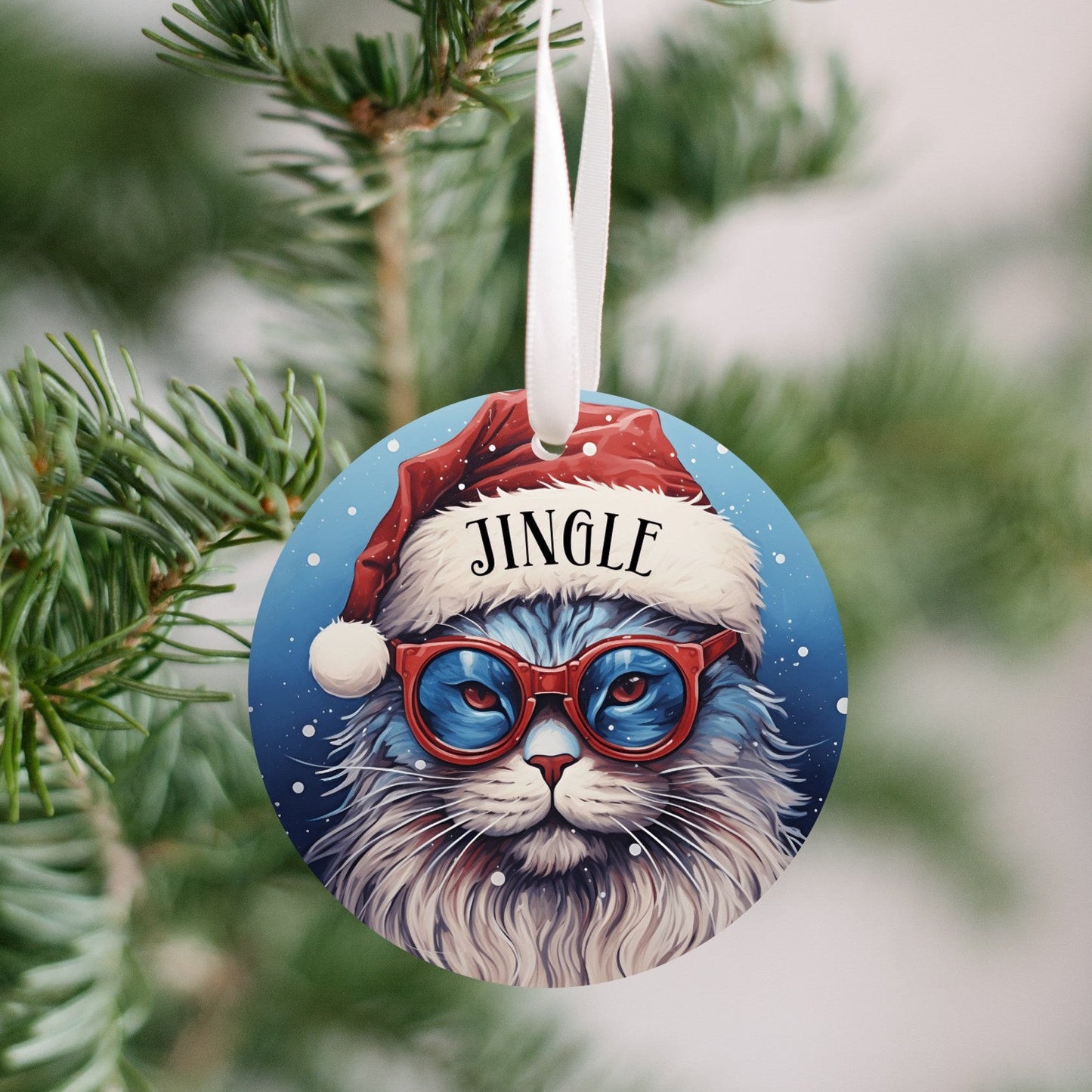 Jingle Cat with an attitude, Personalized Christmas Ornament, Cat Ornament