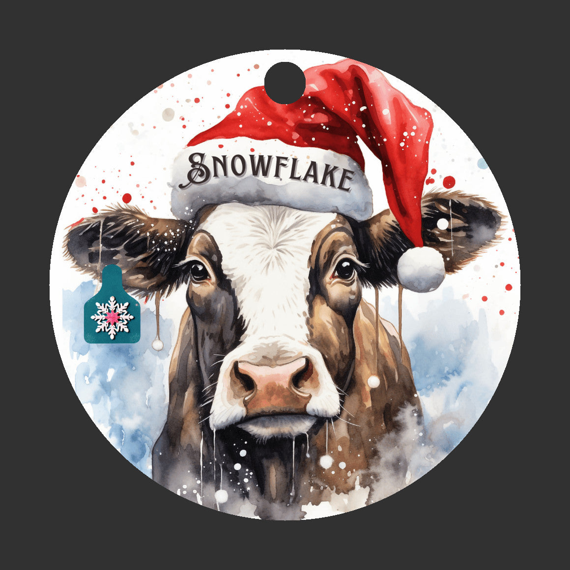 Christmas Cow Snowflake Ornament, Snowflake Eartag, Cow Lovers