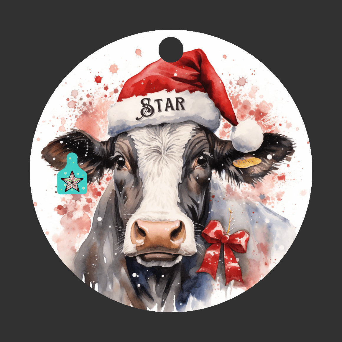 Christmas Cow Star Ornament, Cow Series Ornament, Star Ear tag, Cow Lovers