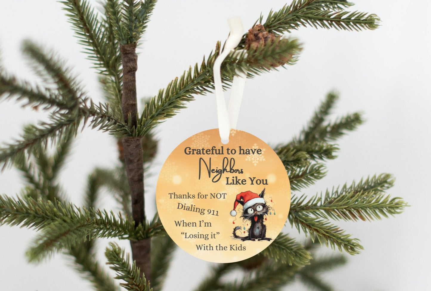 Great Neighbor Christmas Ornament, Thanks for not Calling 911, Humorous Cat Ornament, Neighbor Christmas Gift