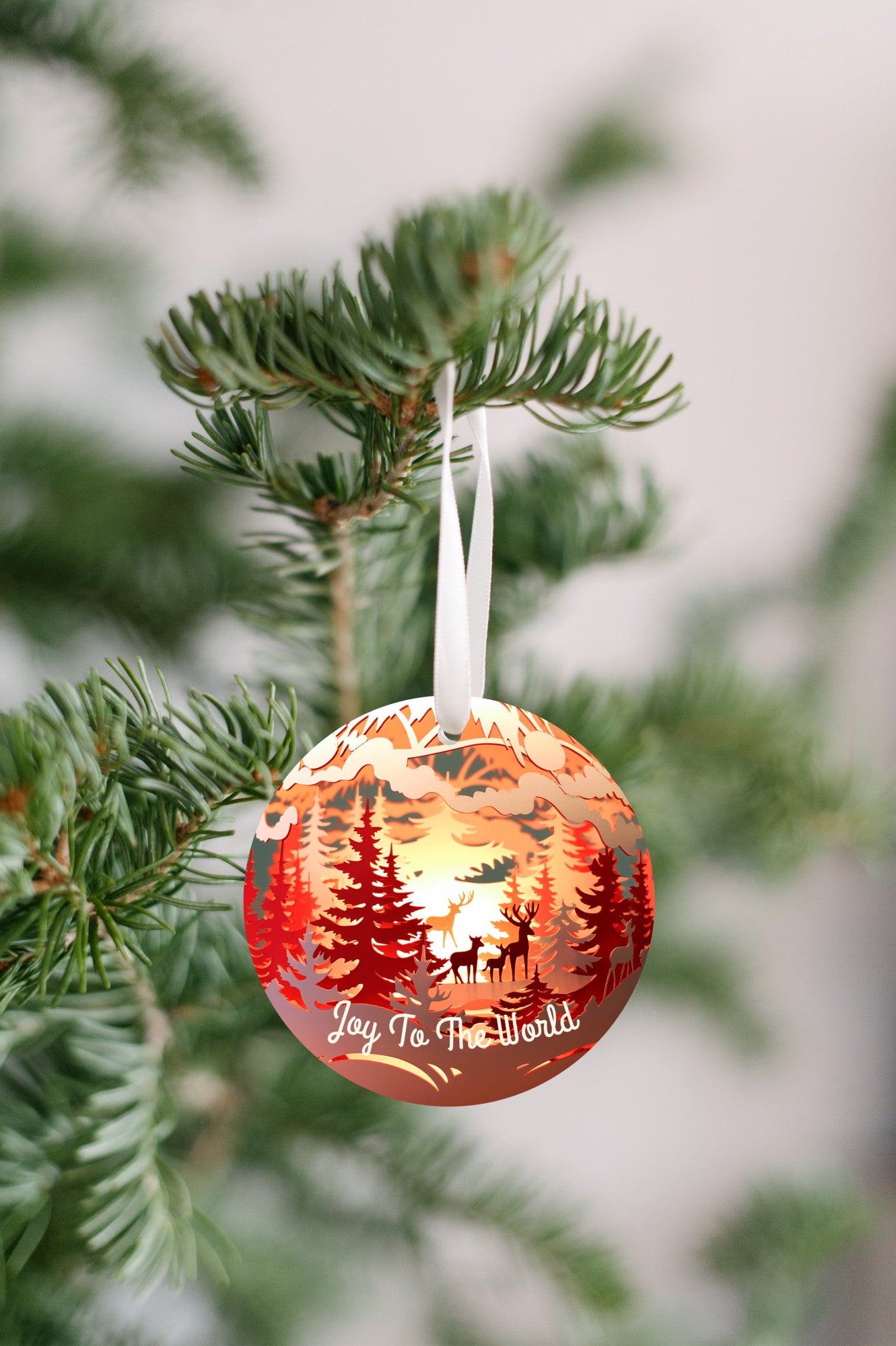 3D Christmas Ornament, Beautiful Red colors, Joy to the World, Family Keepsake Gift