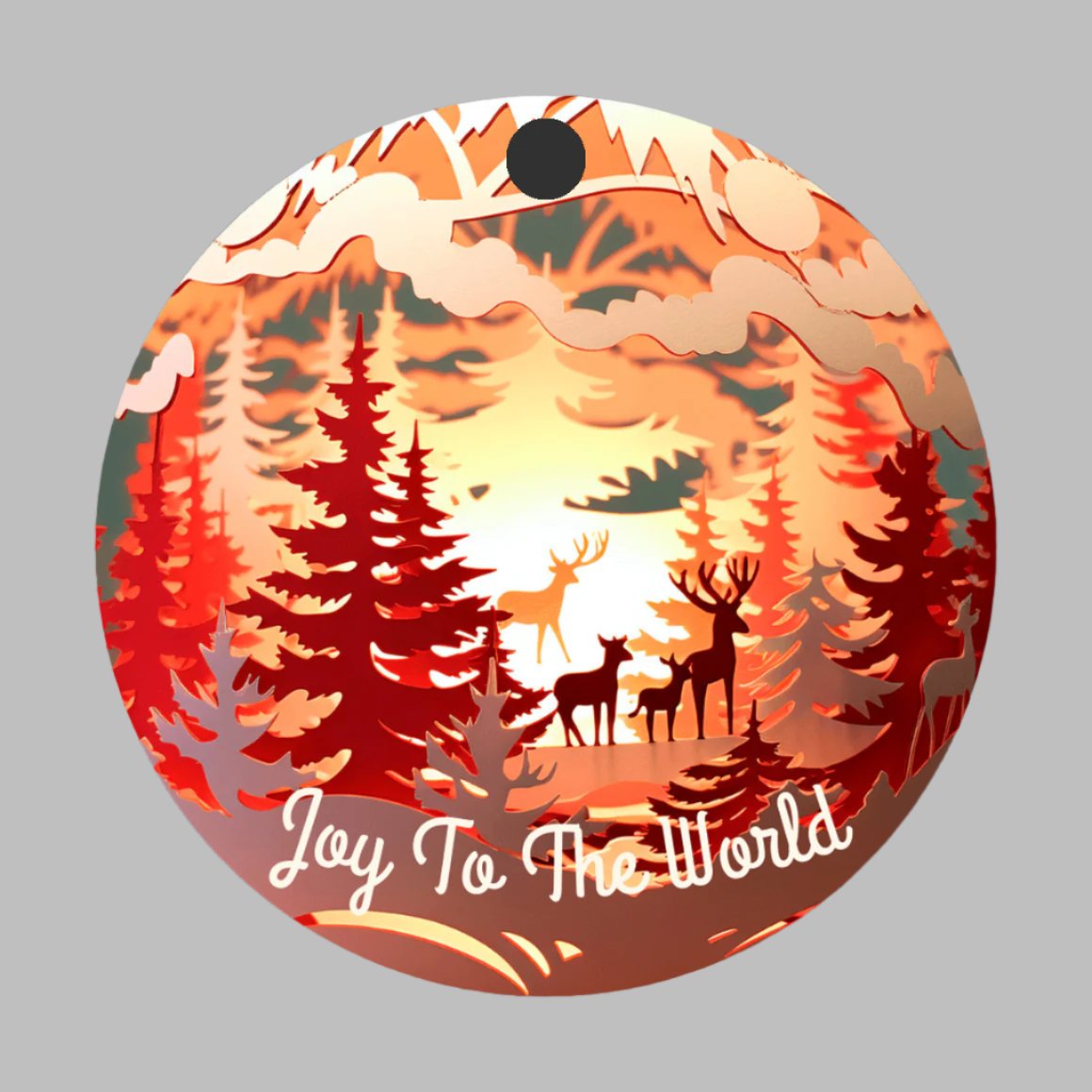 3D Christmas Ornament, Beautiful Red colors, Joy to the World, Family Keepsake Gift