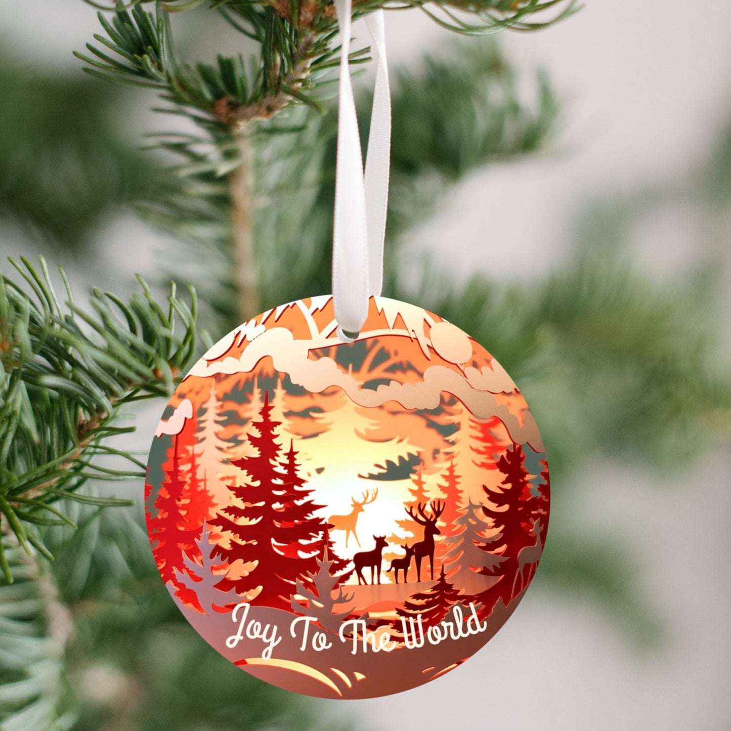 3D Christmas Ornament, Beautiful Red colors, Joy to the World, Family Keepsake Gift