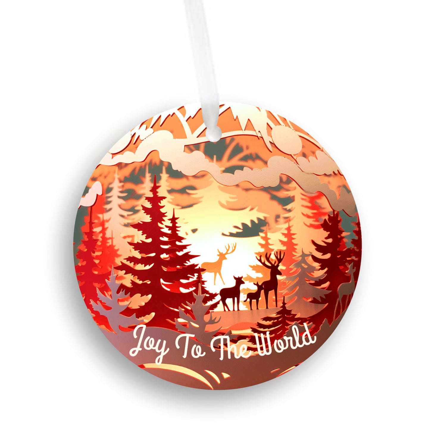 3D Christmas Ornament, Beautiful Red colors, Joy to the World, Family Keepsake Gift