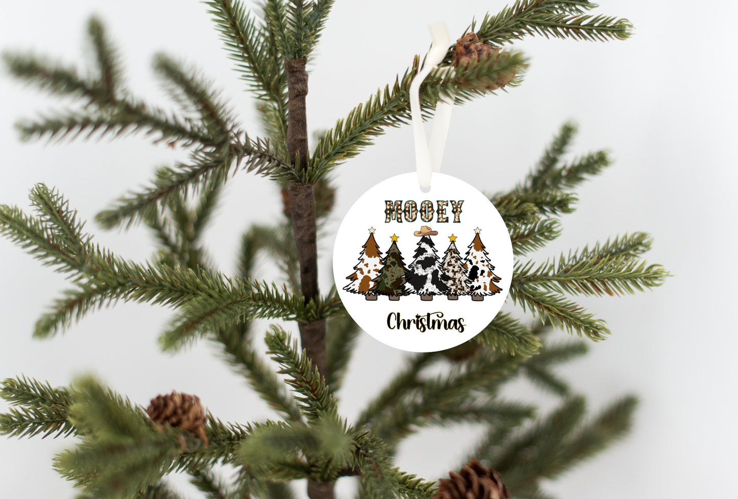 Cowhide Christmas Tree Ornament, MOOEY CHRISTMAS, Western touch Ornament, Cow Enthusiasts