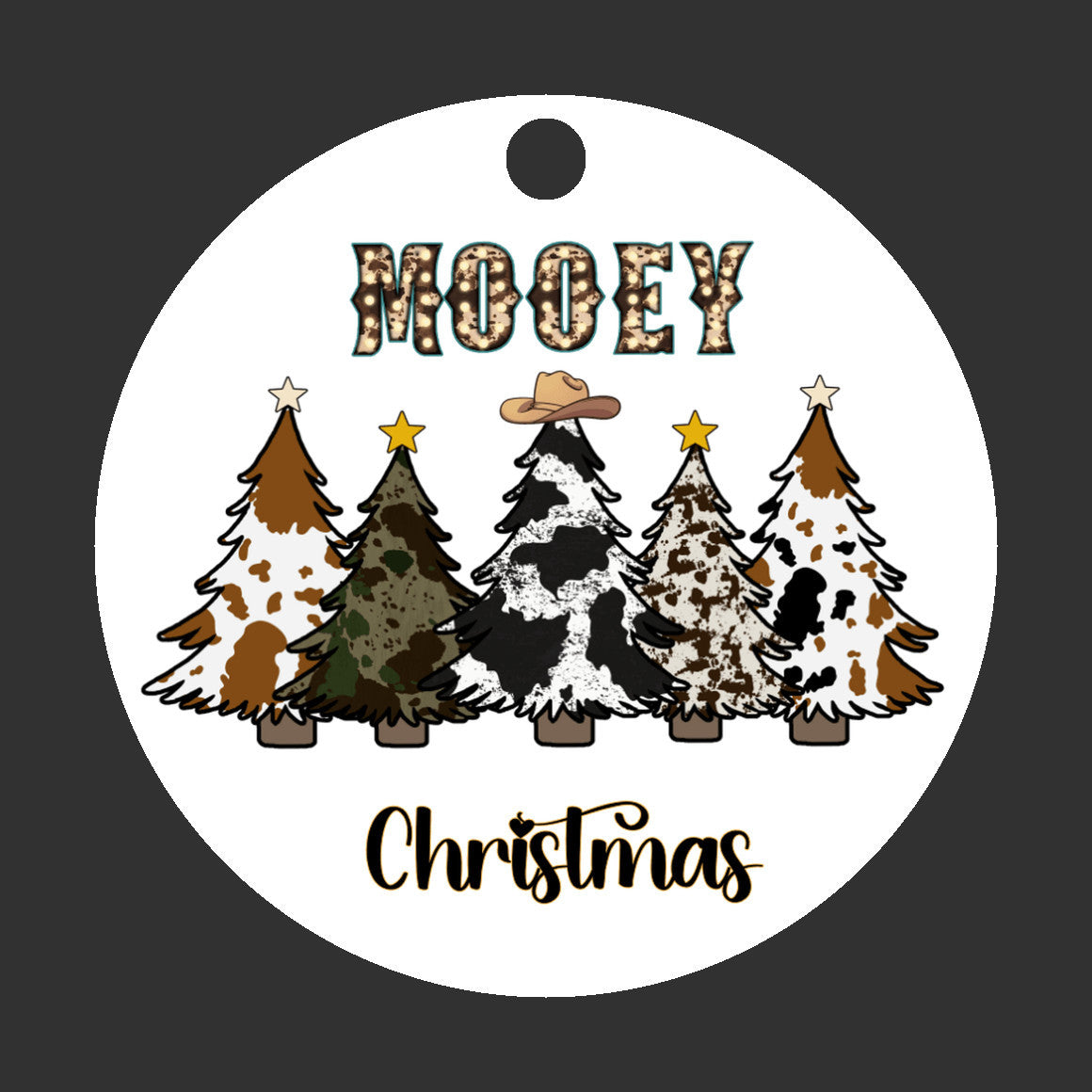 Cowhide Christmas Tree Ornament, MOOEY CHRISTMAS, Western touch Ornament, Cow Enthusiasts