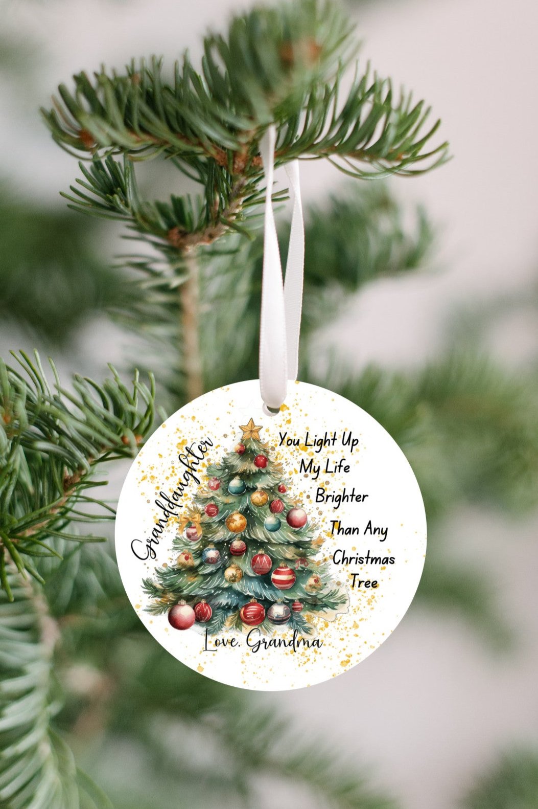 Granddaughter Christmas Ornament , You Light up My Life Brighter Than Any Christmas Tree, Love From Grandma, Special Keepsake