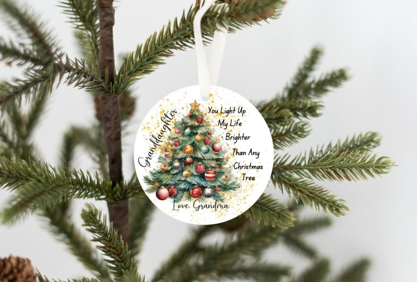 Granddaughter Christmas Ornament , You Light up My Life Brighter Than Any Christmas Tree, Love From Grandma, Special Keepsake