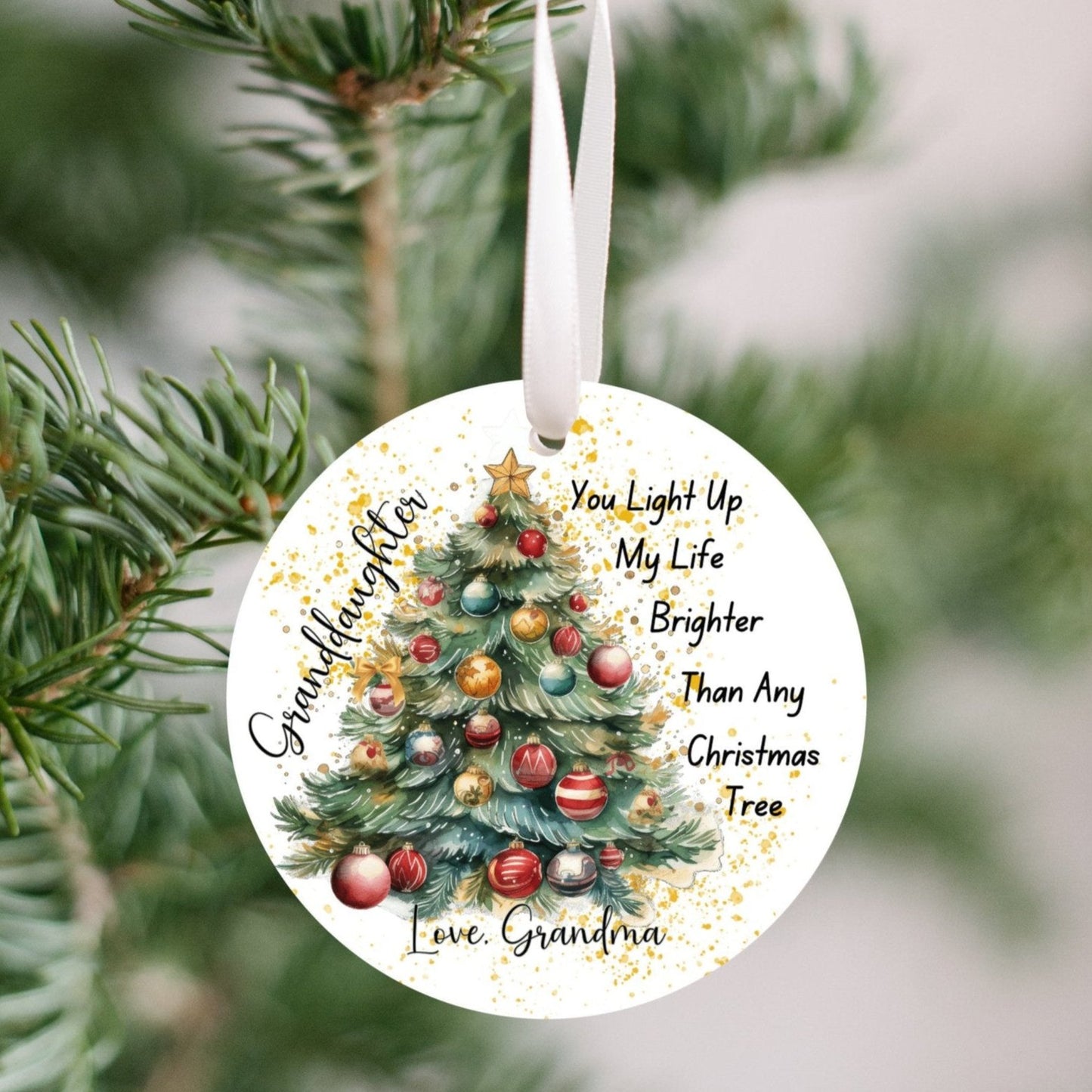 Granddaughter Christmas Ornament , You Light up My Life Brighter Than Any Christmas Tree, Love From Grandma, Special Keepsake