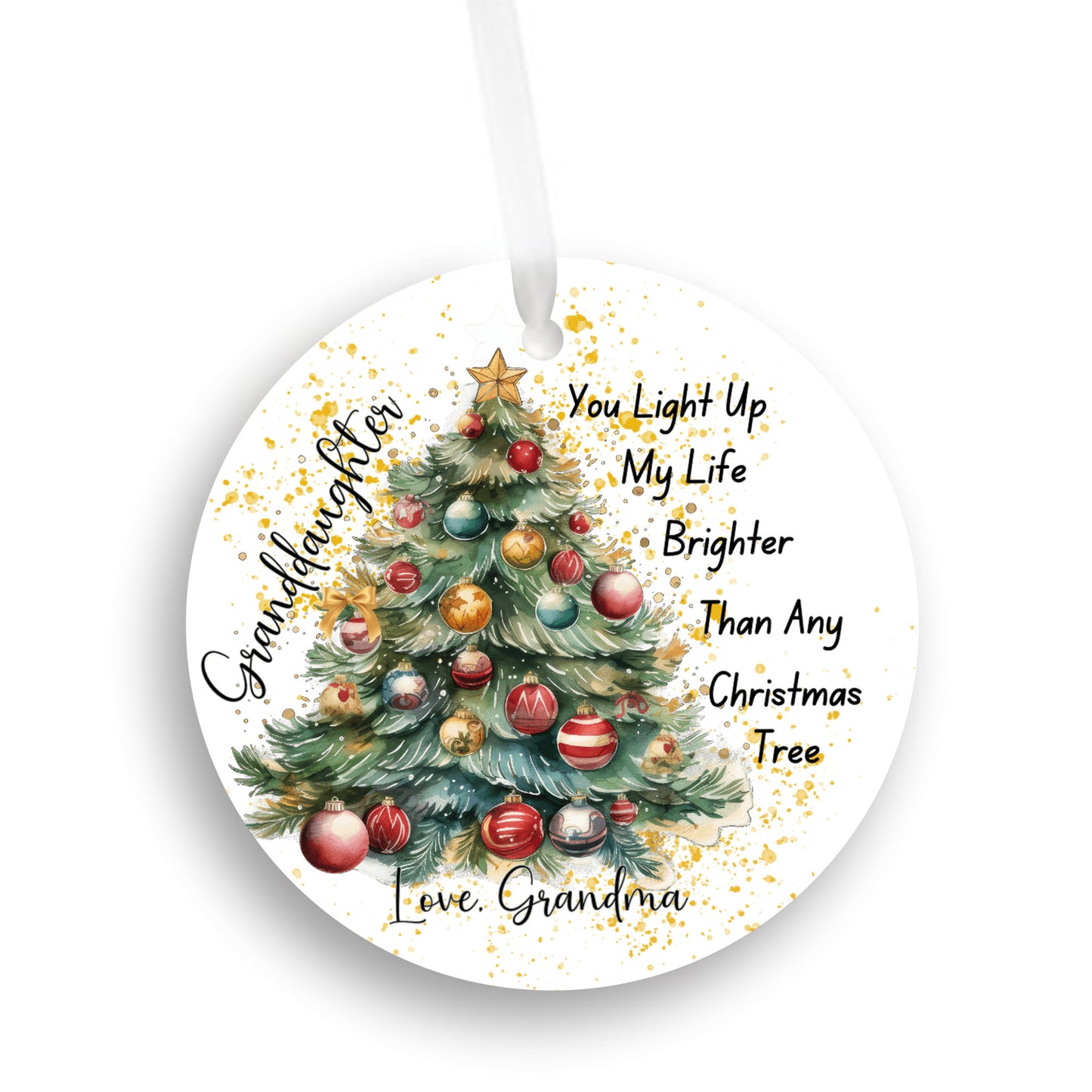 Granddaughter Christmas Ornament , You Light up My Life Brighter Than Any Christmas Tree, Love From Grandma, Special Keepsake