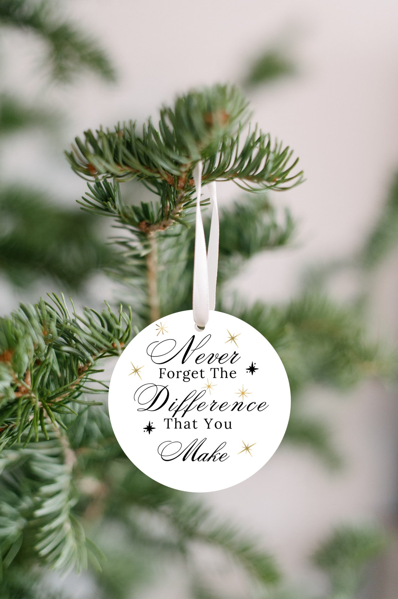 Appreciation Christmas Ornament, "Never Forget the Difference that you make" Timeless Keepsake, Positive impact on others, Family, Friends, Co-Workers, Teachers, Symbol of gratitude and encouragement