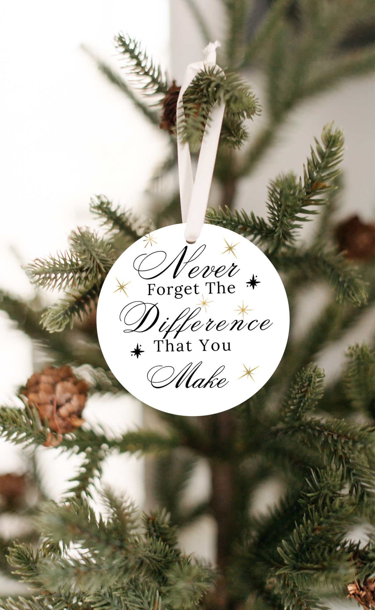 Appreciation Christmas Ornament, "Never Forget the Difference that you make" Timeless Keepsake, Positive impact on others, Family, Friends, Co-Workers, Teachers, Symbol of gratitude and encouragement