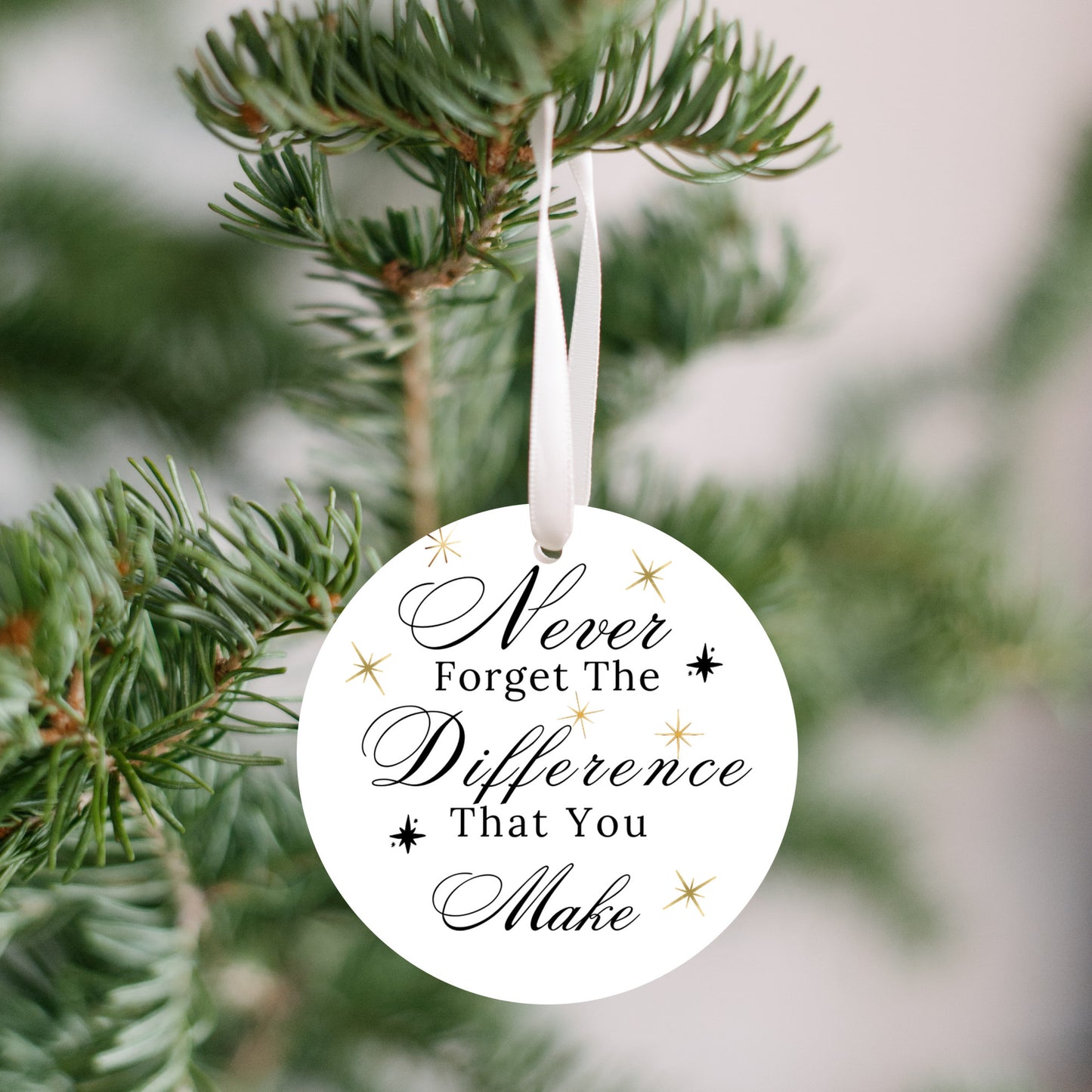 Appreciation Christmas Ornament, "Never Forget the Difference that you make" Timeless Keepsake, Positive impact on others, Family, Friends, Co-Workers, Teachers, Symbol of gratitude and encouragement