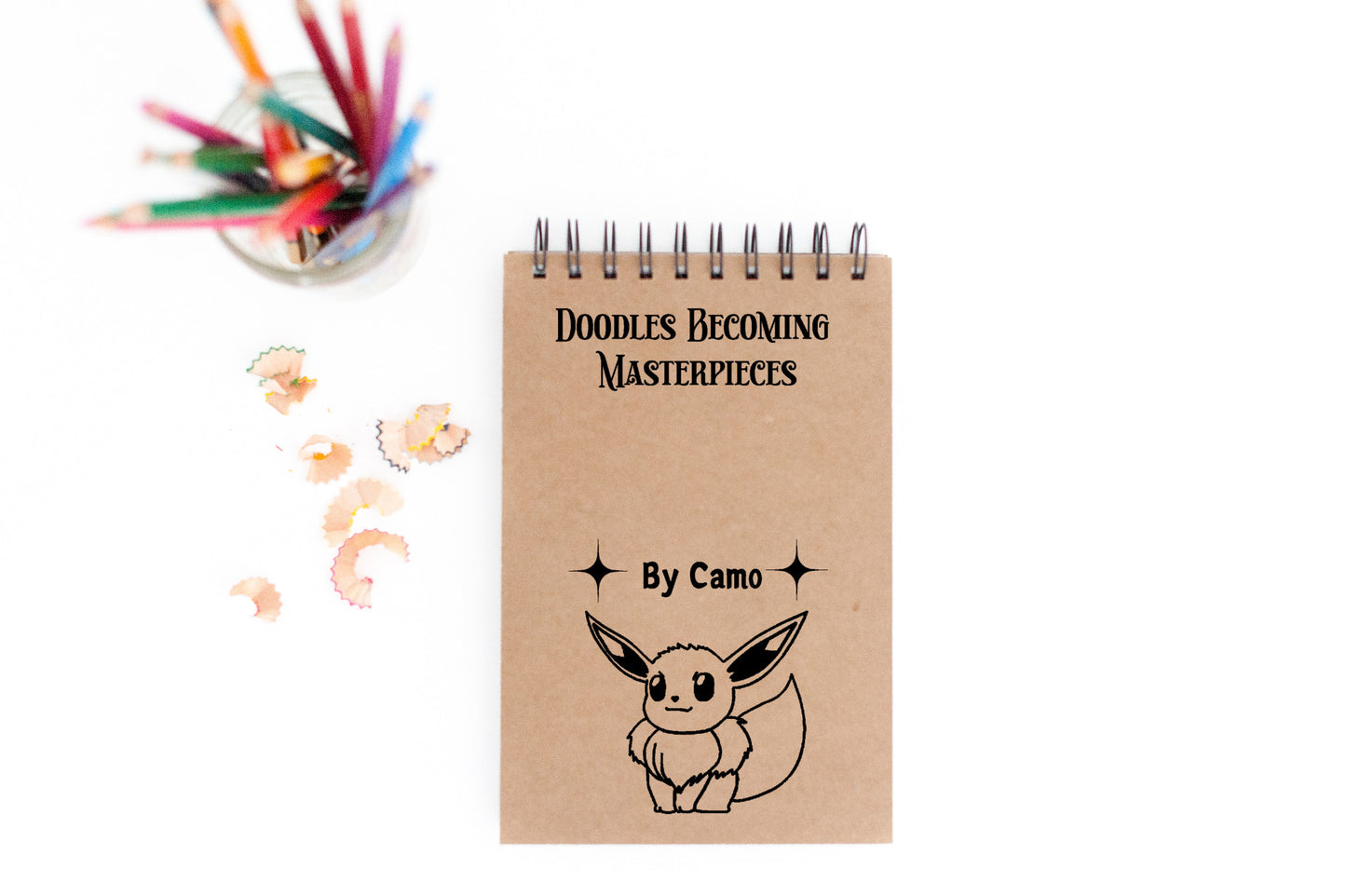 Personalized Sketch Pad for Kids, teens and aspiring and young artists, Sketch Pad with name and cute Pokemon design, colored pencils included