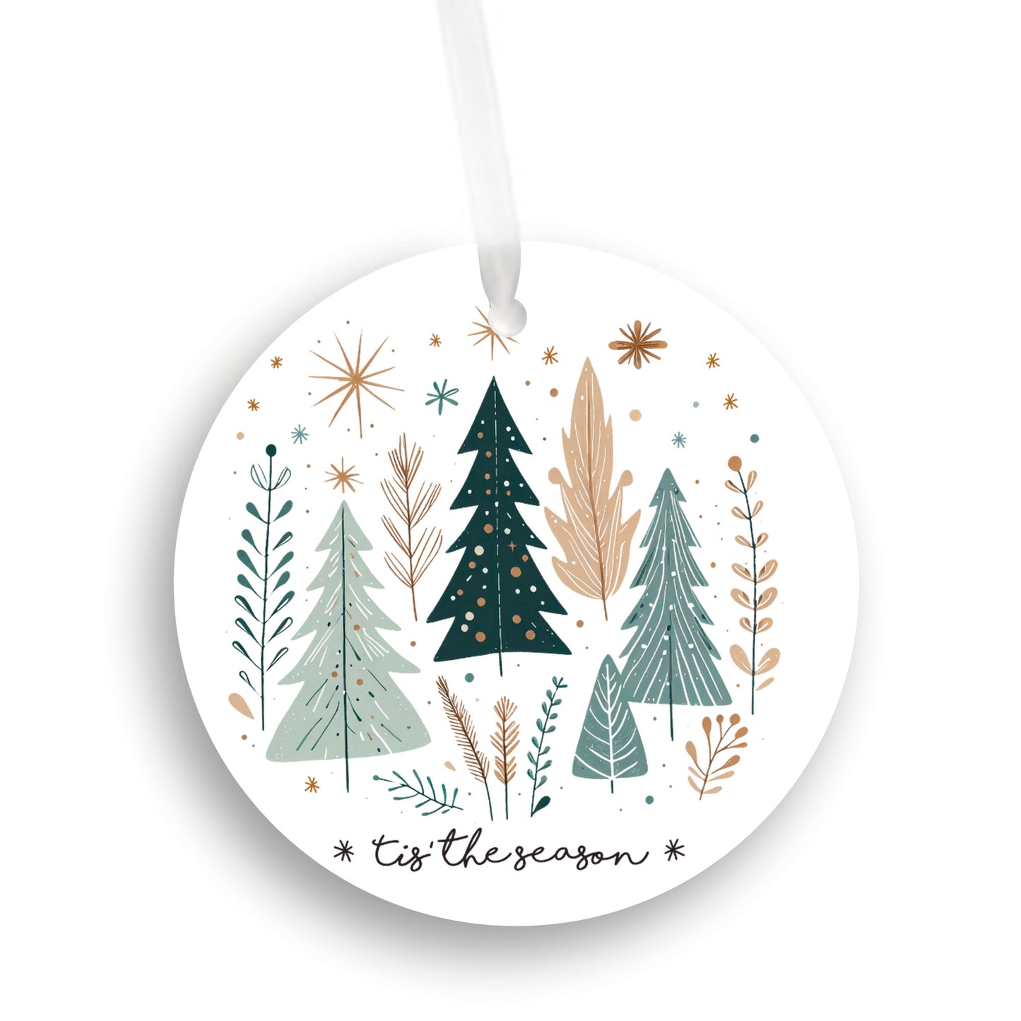 Tis the Season Tree Christmas Ornament, Simplistic Trees and foliage, beautiful addition to an ornament collection, Gift for family, neighbor, Co-worker