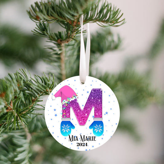 Personalized Christmas Ornament, Christmas Letter favorite person, Gift for kids, Grandkids, Mom & Dad