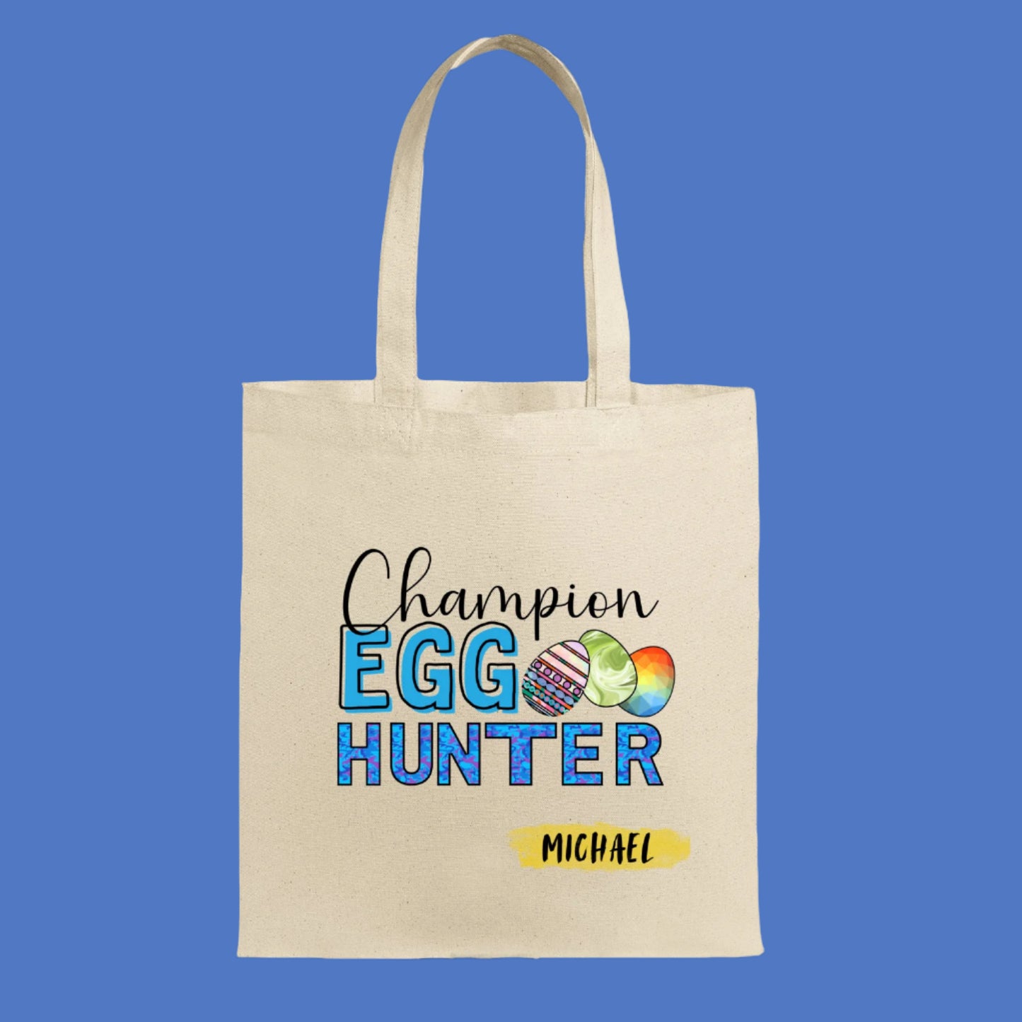 Personalized Easter Tote for the Champion Egg hunter, Egg Hunting Basket, Kids Easter, boy or girl gift